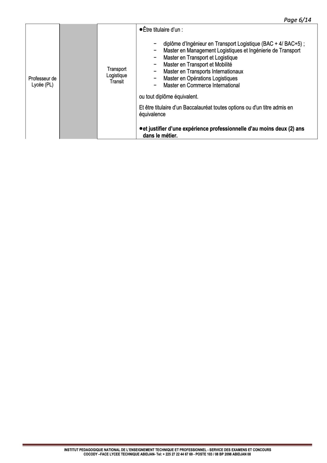 Concours Directs Dentr E Linstitut P Dagogique National De L