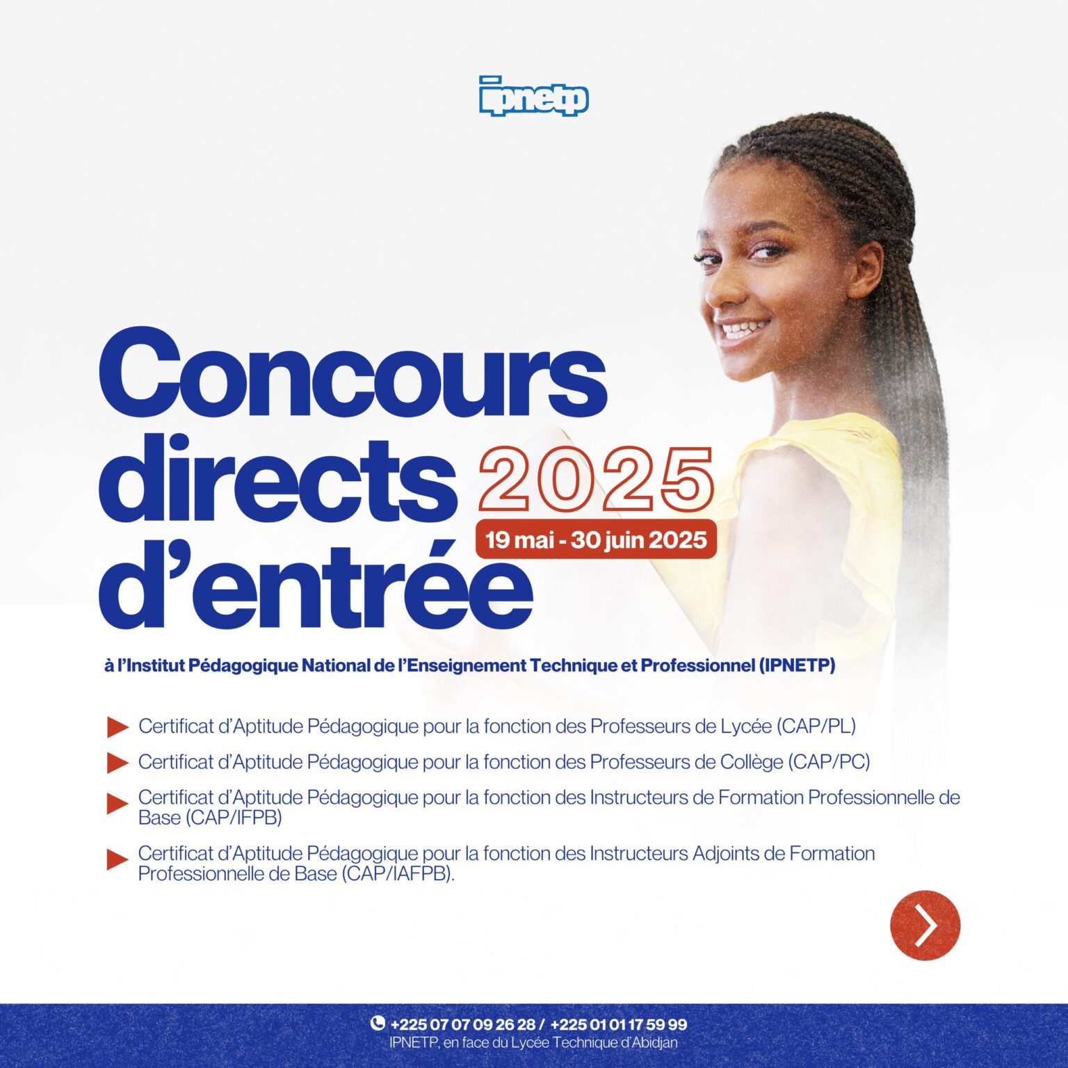 Concours Direct D Entrée Session 2025 Ipnetp